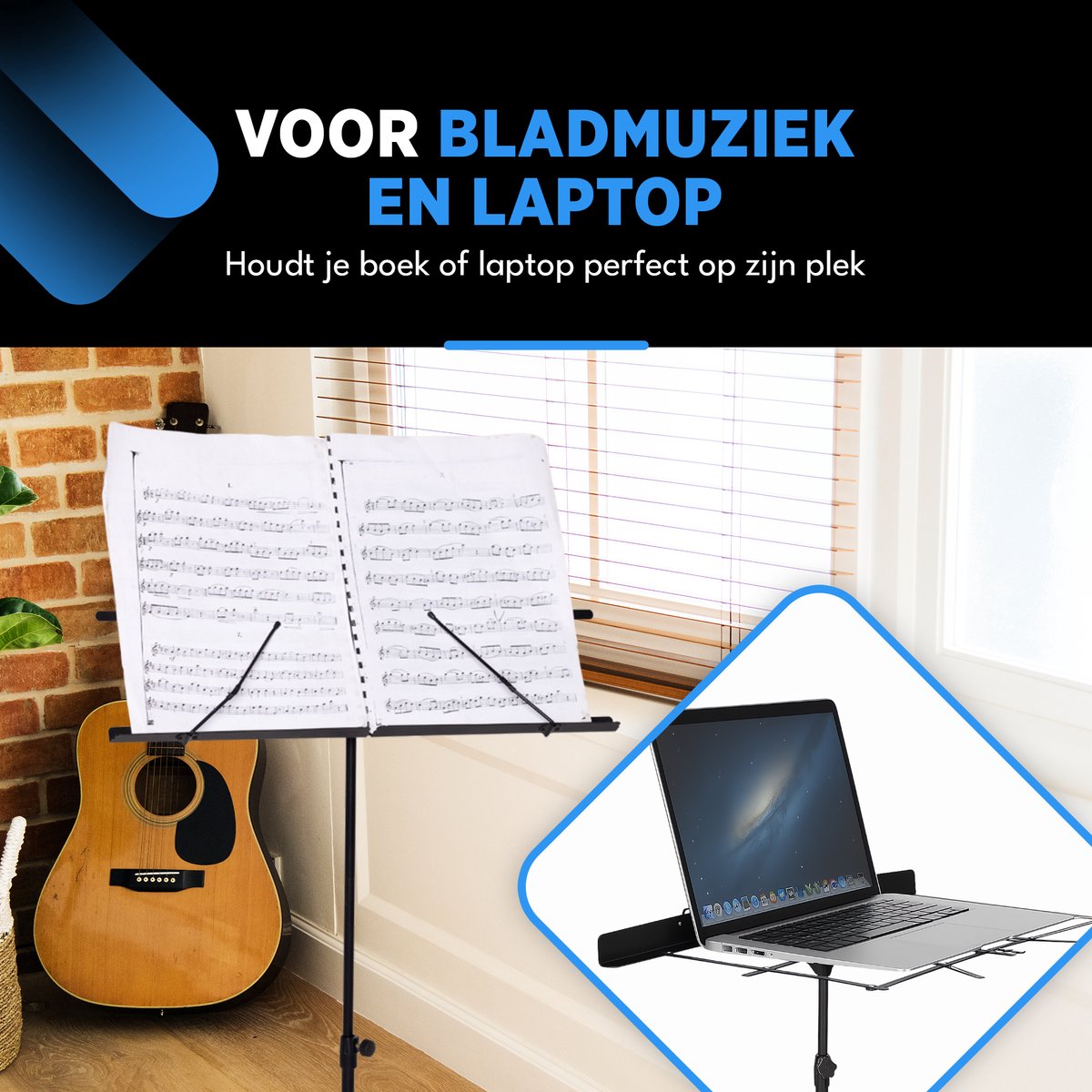 Finesse Muziekstandaard voor Bladmuziek - Opvouwbaar - met Draagtas - Lessenaar - voor Tablet -Zwart — afbeelding 3