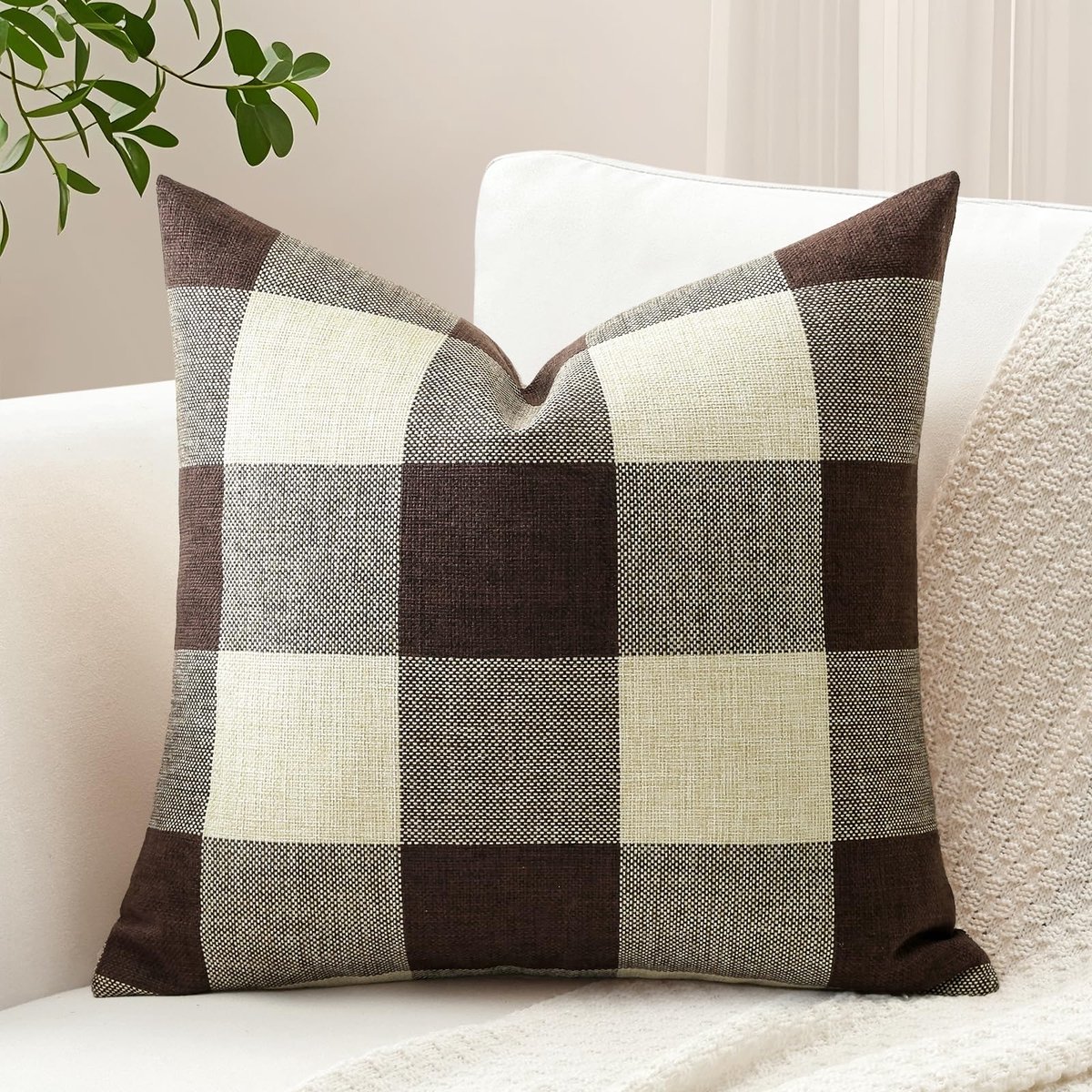 Unyqoos Decoratieve kussenhoes in bruine tartan stijl voor diverse interieurs