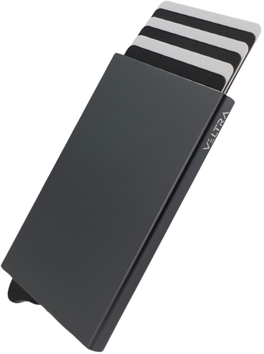 Veltra Wallet - Pasjeshouder - Kaarthouder - Uitschuifbaar - Grijs - Mannen & Vrouwen - RFID bescherming - Aluminium - 1 tot 7 pasjes - Minimalistisch