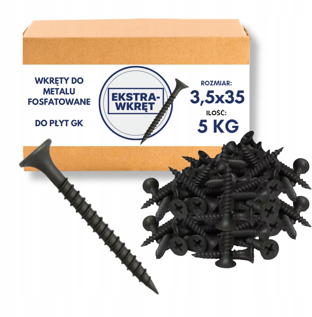 Zwarte fosfaatwkrachten 3,5x35mm voor metalen profielen - 5kg