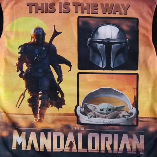 T-shirt Mandalorian avec "This is the Way", le Mandalorian, son casque et Baby Yoda.