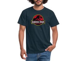Jurassic Park Klassiek Logo In Rood Met T-Rex T-Shirt Heren