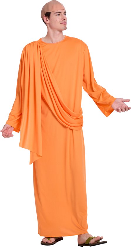 Joya Party® Boeddhistische Monnik Verkleedkostuum Heren | Carnavalskleding Heren | Verkleedkleren Man | Oranje Gewaad met Sjerp | Verkleed Kostuum Mannen | Monnik / Dalai Lama Kostuum | Verkleedpak Man Carnaval & Themafeest | Maat M/L