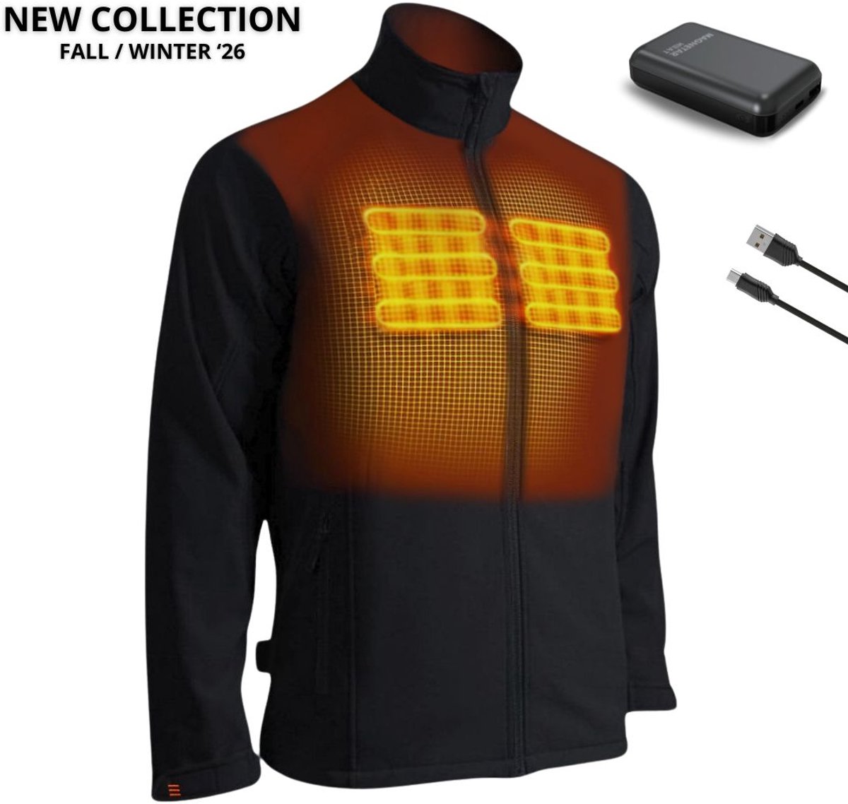 Verwarmde voor Magnetar Heat VULCAN Met 13000 mAh powerbank Softshell Jas Heren