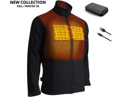 Verwarmde Jas voor Heren - Magnetar Heat VULCAN - Met 13000 mAh powerbank - Softshell - Zwart