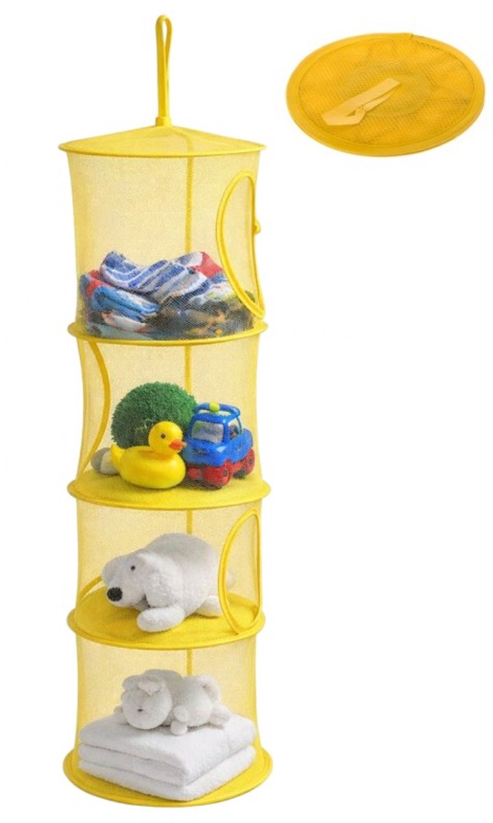 Goodz4All Hangende Speelgoed Organizer Perfecte Opbergers voor Kinderkamer - Opbergen - Opbergrek - 4 Compartimenten - Geel