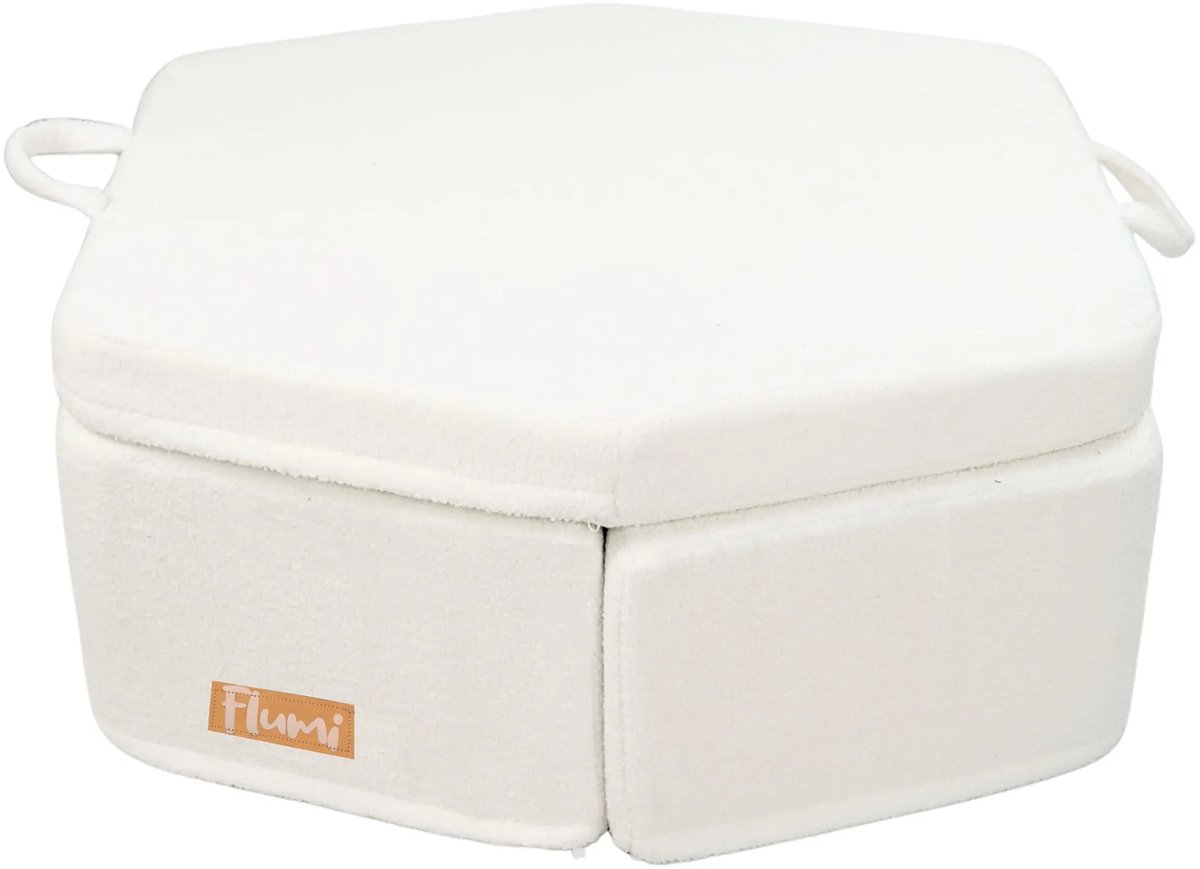 Flumi modulaire Montessori speelset - schuim speelmeubel van teddy stof voor kinderen - 6 elementen - licht beige