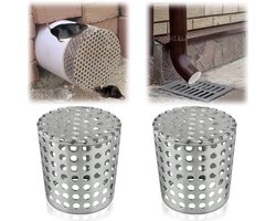 2 afvoerfilters - Afdekkapje voor ontluchtingspijp - Afvoerzeef voor pijpuitlaat - Poreus afvoerfilter - Blokkeert muizen, vuil, bladeren en vogels - Geschikt voor vloerafvoeren, ontluchtingspijpen en riolering (5*6 cm - zilver)