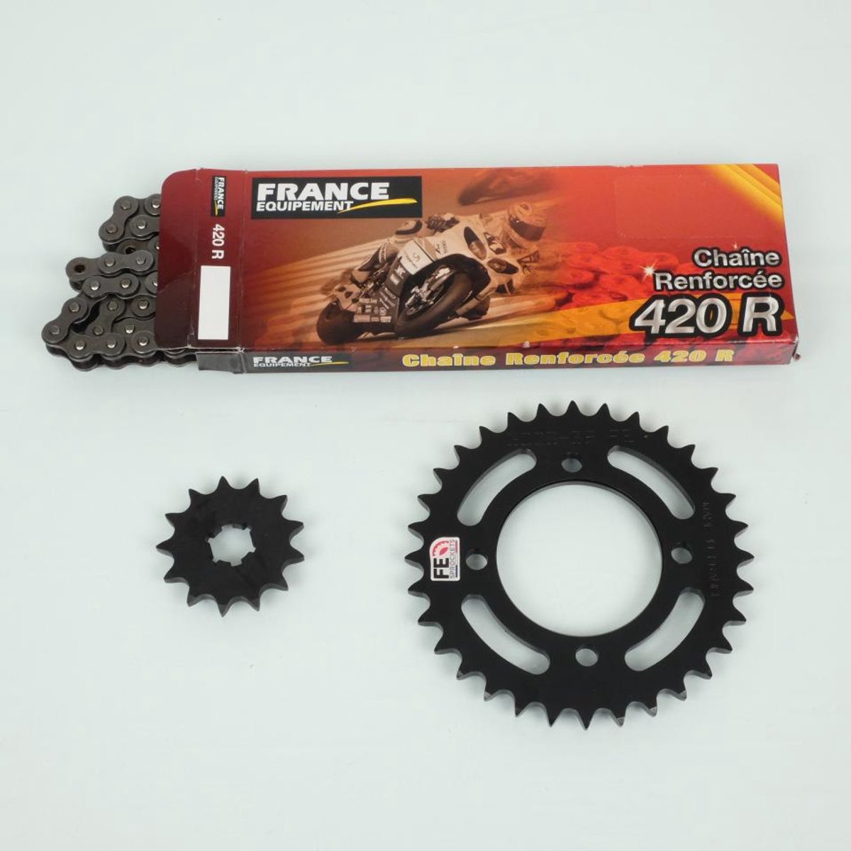 Kit chaîne FE pour moto Yamaha 80 PW 1983 à 1986 13x32 Pas 420 Al 64mm Neuf