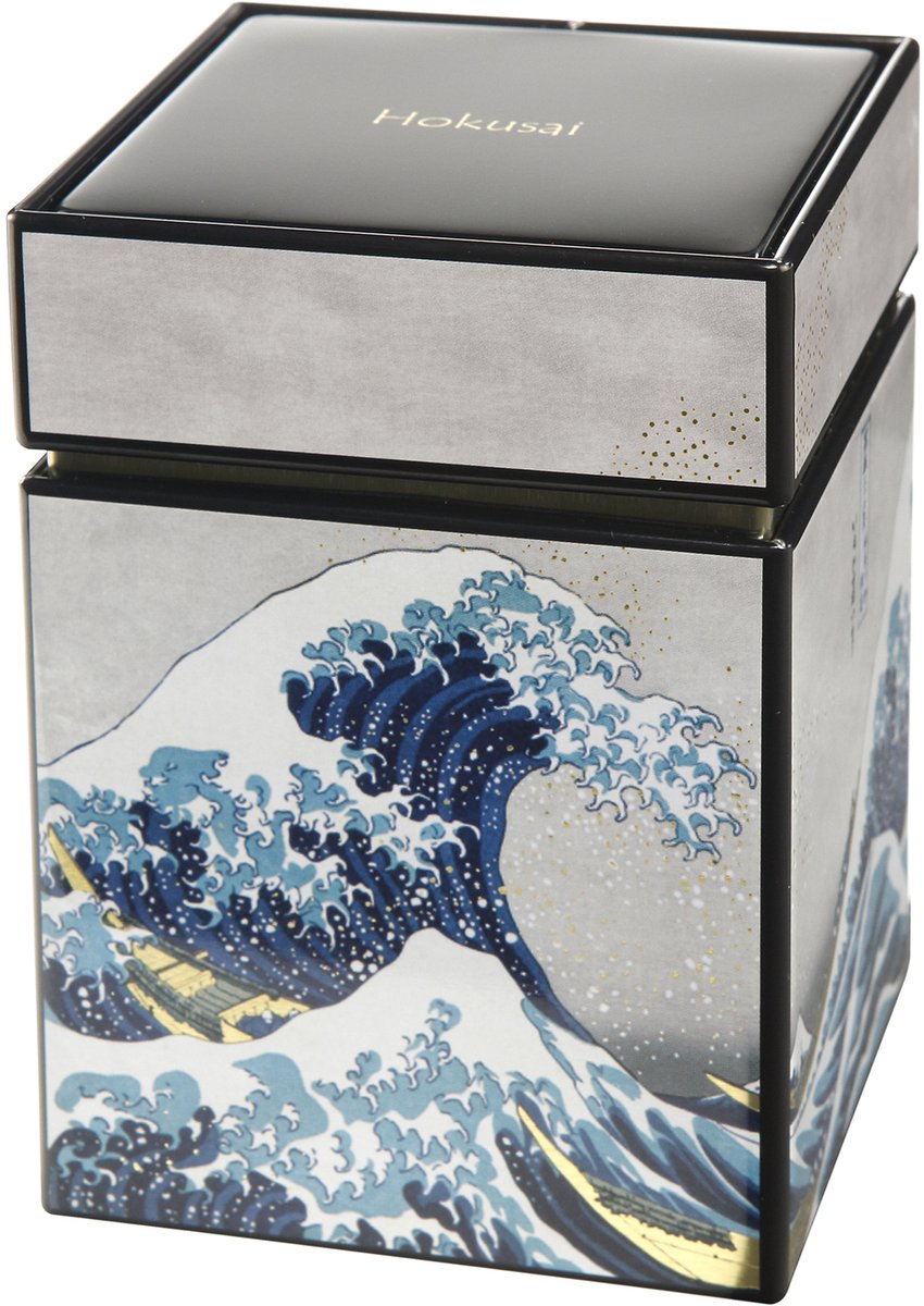 Goebel - Katsushika Hokusai | Theedoos De Golf | Metaal - 11cm - bewaardoos - 4 stuks