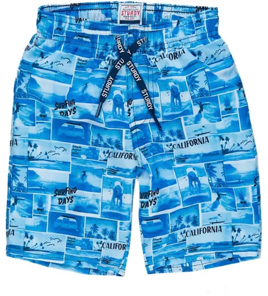 Zwembroek Print blauw met langere pijpen maat 140