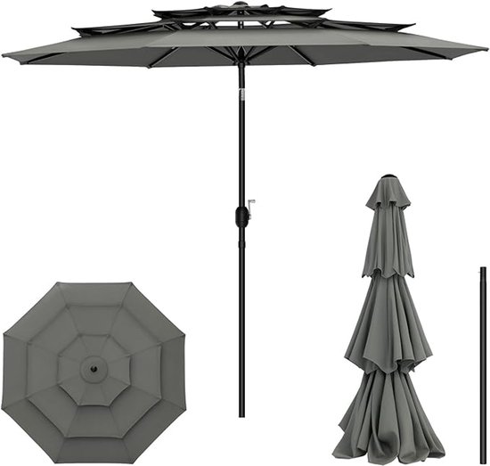 Rechthoekige Parasols Tomy Baahama Strandparaplu Met UV-Bescherming & Kantelmechanisme - Blauw, Stabiliteit En Gemak Voor Op Het Strand Zandanker Strand