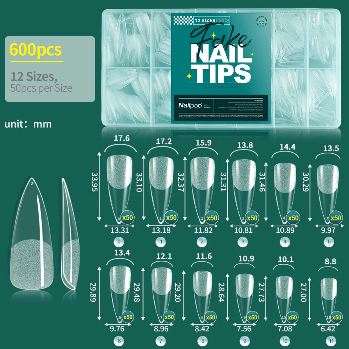 Nailpop - Zachte Gel Nageltips - 600 Stuks - Volledige Dekking - Meerdere Vormen - Nagelaccessoires - Voor Nagelenthousiastelingen - Model 600PCS