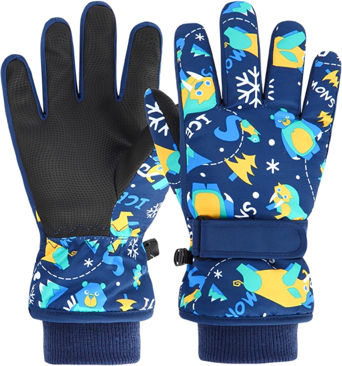 Skihandschoenen voor kinderen - Warme handschoenen met fleecevoering - Geschikt voor winter en sneeuwgebruik - Waterdicht en warm - Geschikt voor snowboarden en sleeën - Maat L (voor kinderen van 9-13 jaar)