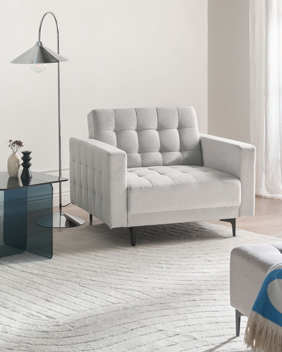 Beliani Aberdeen Massagestoel Lichtgrijs Stof - afbeelding 3