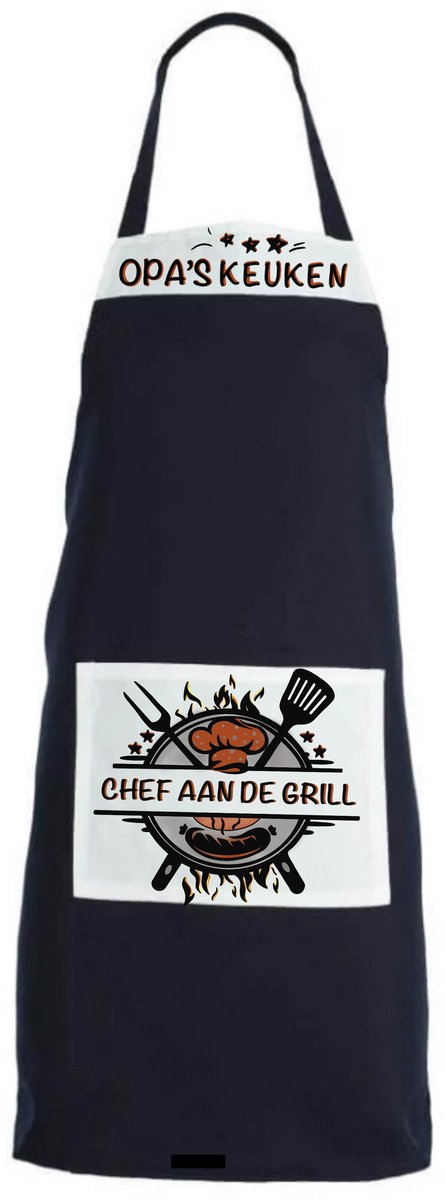 Vaderdag - Vaderdag cadeau voor vader – BBQ Schort opa’s Keuken - Chef aan de Grill – Stoer barbecue en kookschort voor mannen – Origineel cadeau voor opa – Perfect voor BBQ Seizoen - Duurzaam vaderdag cadeau - Schort Opa - BBQ - BBQ schort-