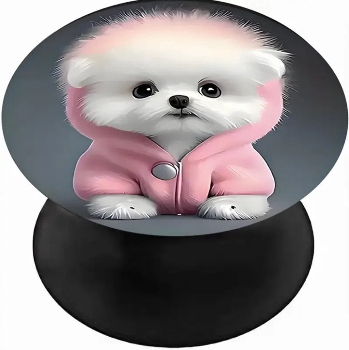 Mj Joys® - Phone Grip - Universele Verstelbare Phone Socket - Telefoonbutton - Telefoonaccessoire - Geschikt voor de meeste Smartphones en Cases - GSM Tablet Houder Hond - Roze - Wit