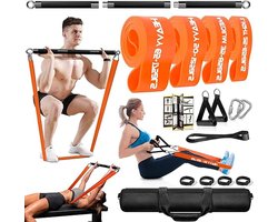 Fitness Apparaten Set voor Thuis – Krachttraining met Afneembare Trainingsbar – 4 Weerstandsbanden – Complete Home Gym Set