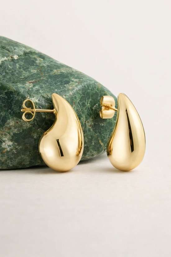 Lundholm Boucles d'oreilles Dames Goud couleur Jewellery - Premium Stainless Steel Gold Plated - Luxe Goutte Boucles d'oreilles (2,1 cm) - Elegant Cadeau Femme - My Luma Série - Luxe Emballage Cadeau