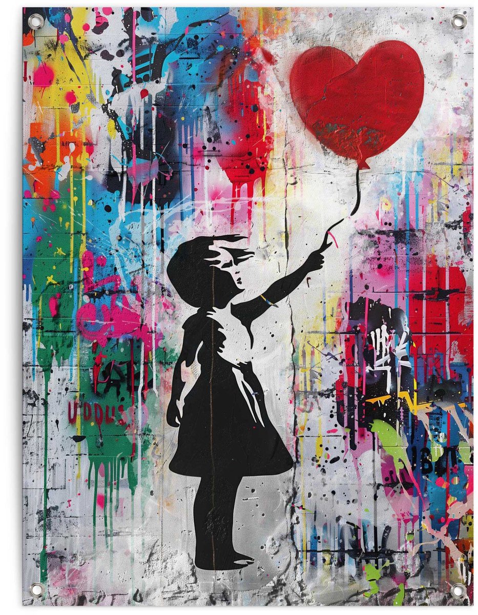 Tuinposter Meisje met de ballon - 80 x 60 - Canvas - REINDERS