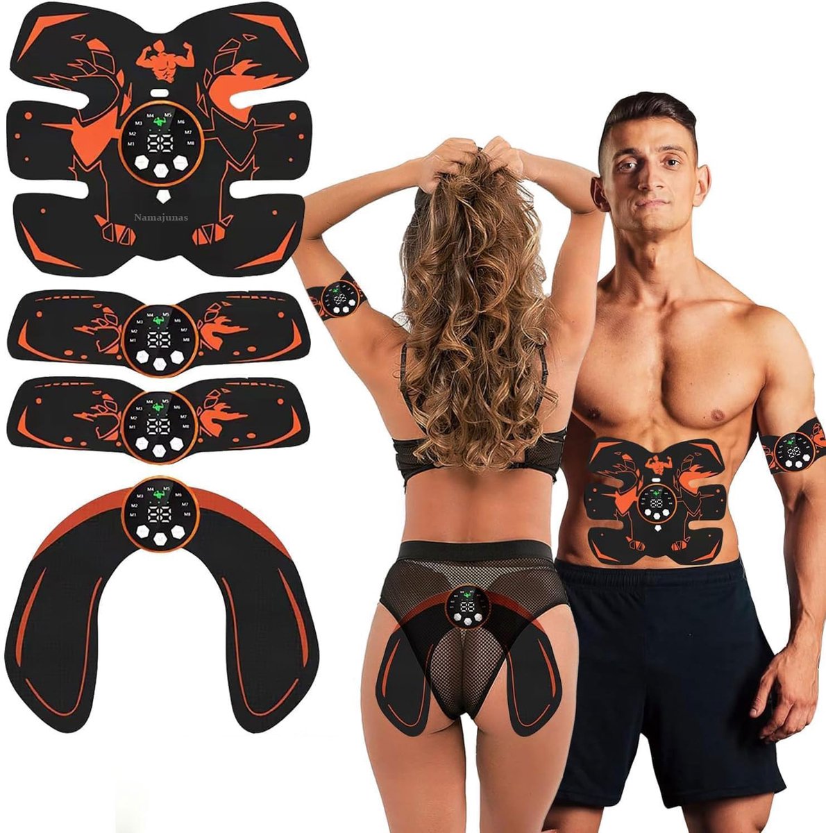 Namajunas - Ems trainer usb oplaadbaar - Buikspieren Trainer Elektrisch - Afslankband buik - Spier massage apparaat - Spierstimulator apparaat - Arm trainer - Heuptrainer - 8 modi, 29 intensiteiten en LCD-scherm - voor heren en dames voor spieropbouw