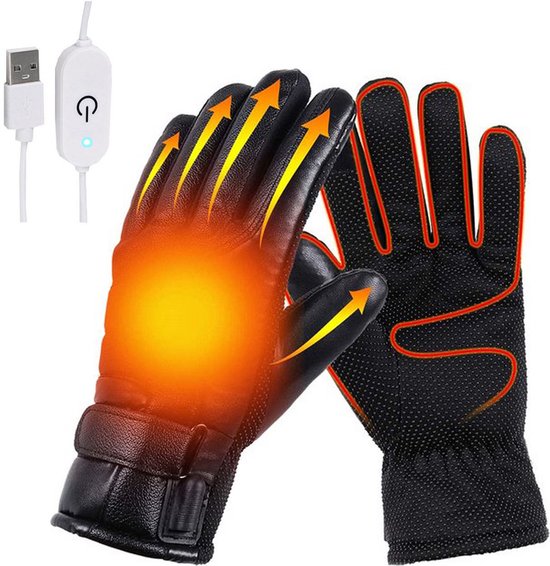 Verwarmde handschoenen met USB-controller en indicatie van warmtezones.