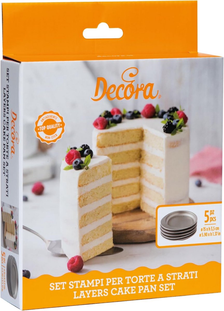 5-delige set ronde taartvormen Ø 15 x 3,5 cm voor heerlijke taarten