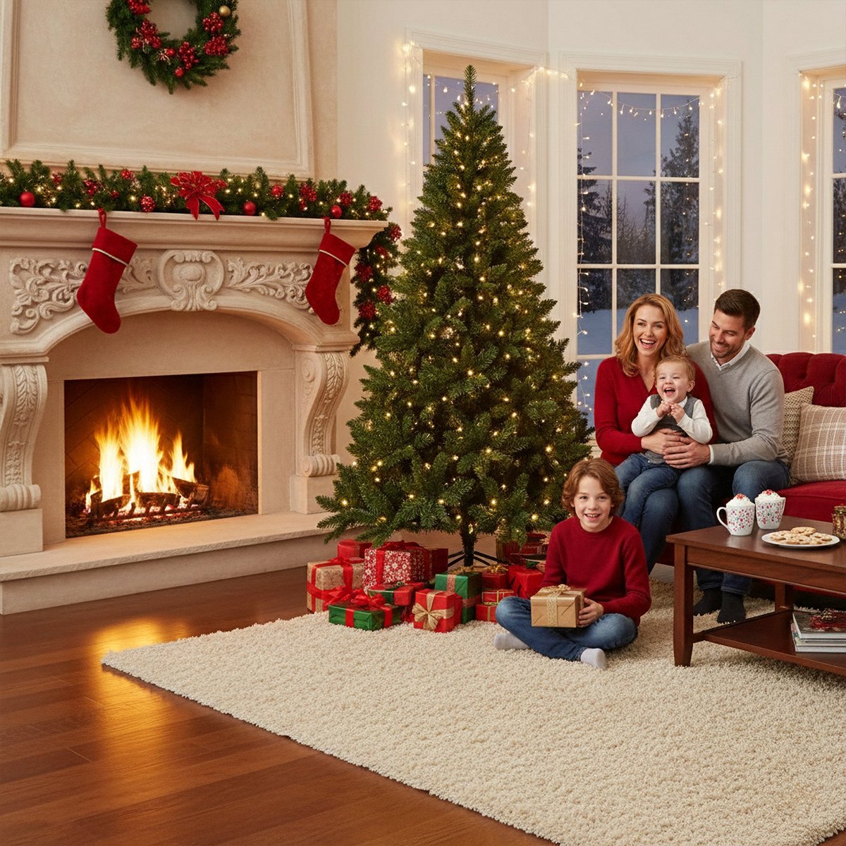 AG Luxe Kerstboom Met Verlichting 210 cm - Extra Vol Met 1200 Takken - Realistisch En Herbruikbaar - Kunstkerstboom - Kerstbomen - 1200 Takken - Zeer Vol – foto 6