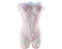 BamBella ® Sexy Cosplay Rollenspel kleding - Onesize - outfit dames bunny pak wit roze jumpsuit set