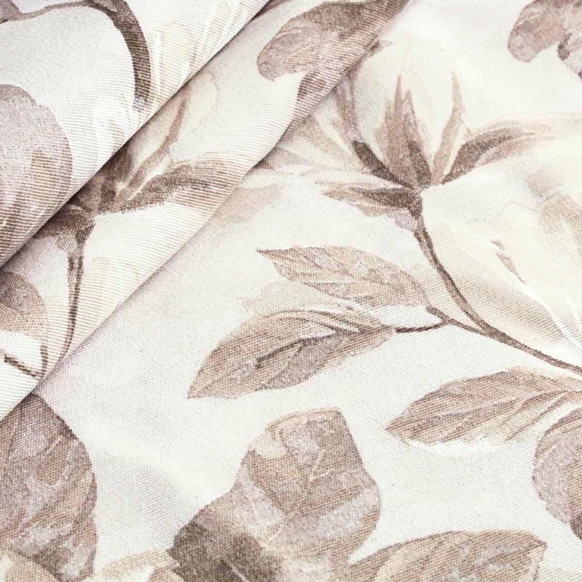 Katoenen Tafelkleed met Bloemmotief voor Keuken en Eetkamer - Beige