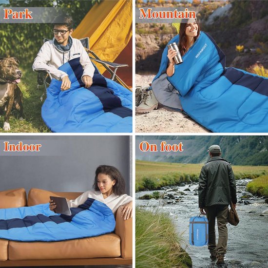 XL slaapzak 10 ℃ voor volwassenen - machinewasbaar en ideaal voor 3-4 seizoenen - perfect voor camping en wandelen van Merkloos — afbeelding 5