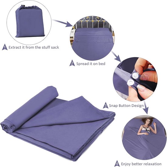 Lichtgewicht Reisslaapzak Liner - Compact Slaapzak Voering voor Camping en Reis (82,5 x 63 inch) van Merkloos — afbeelding 5