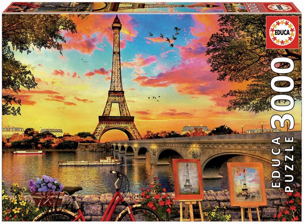Puzzel van 3000 Stukken met Zonsondergang in Parijs – Hoge Kwaliteit en Levenslang Puzzelplezier