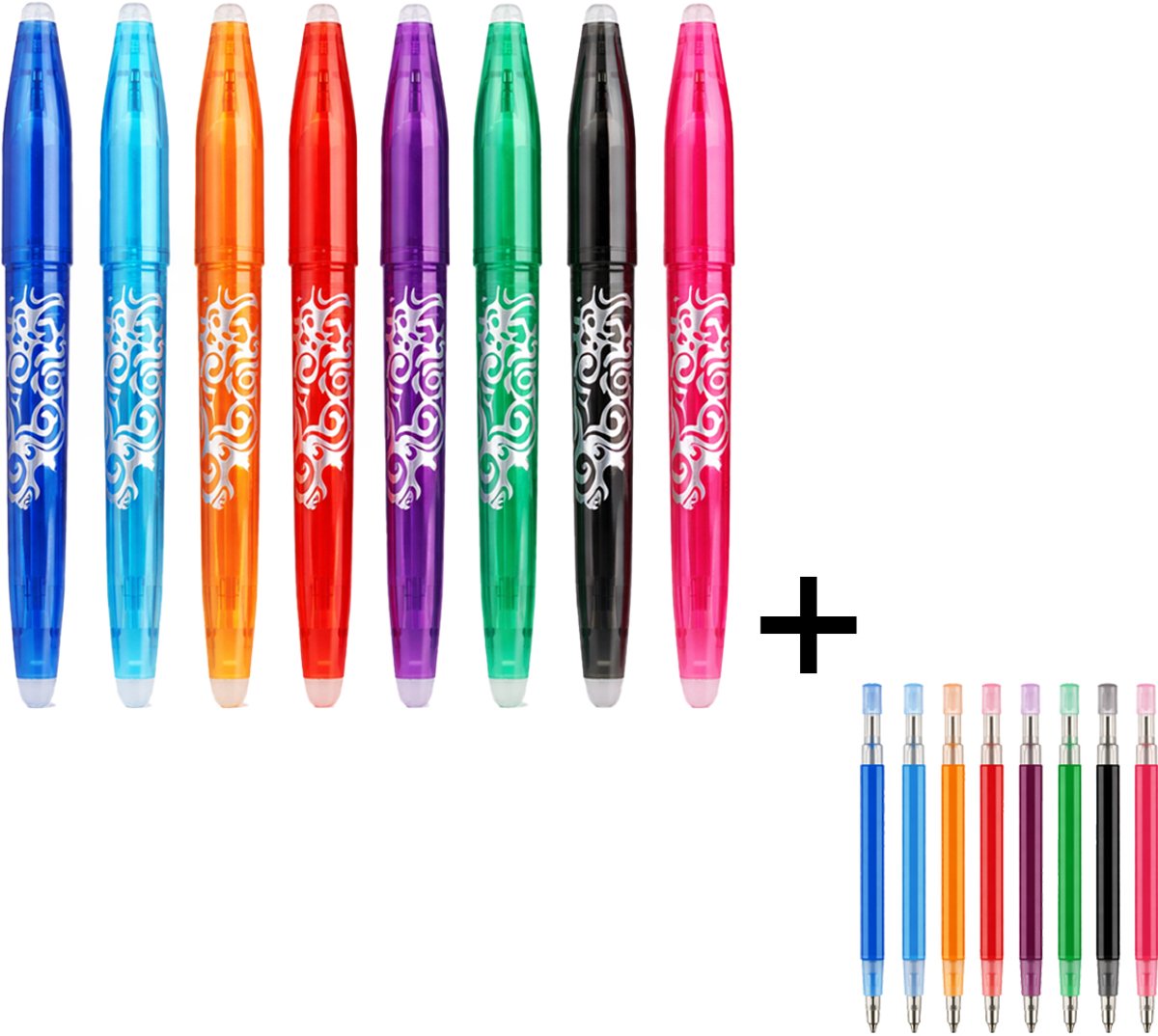 Uitgumbare Pennen - 8 Stuks - Inclusief 8 Navullingen - Uitwisbare pennen - 0.5 mm - Balpen - Kleurenset - Uitgumbare Pen - Uitwisbare Pen
