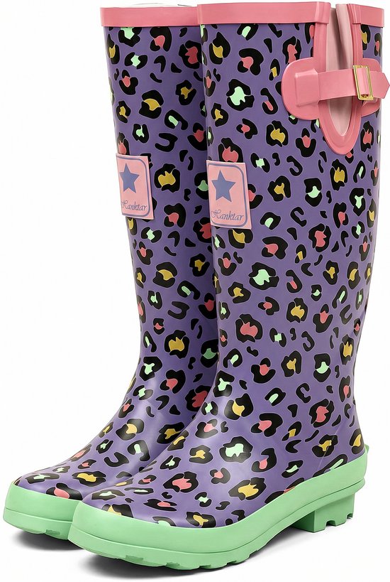 Solemates® Regenlaarzen - Dames - Natuurrubber - Verstelbare Schacht - Uitneembaar Voetbed - Maat 39