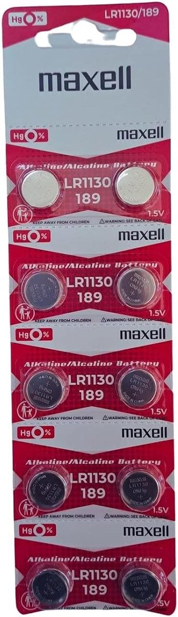 Pack van 10 LR1130 Muntbatterijen, Compatibel met AG10 G10A