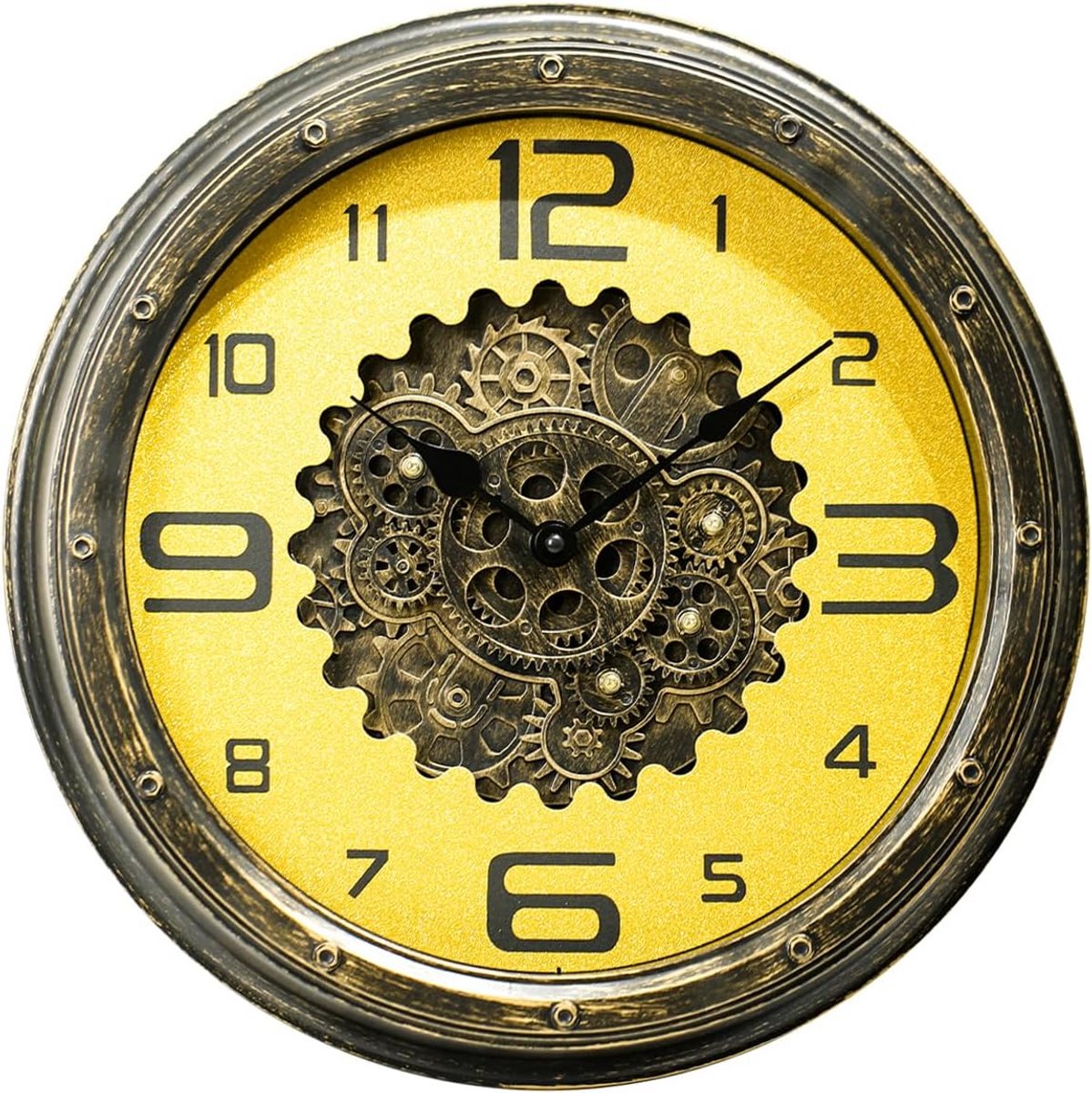 Beweegbare Gear Wandklok 16 Inch - Vintage Industriële Dekoratie voor Woonkamer, Slaapkamer en Kantoor