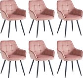 Colenis - Chaises de salle à manger Oriana - Lot de 6 - Rose - Velours - Industriel