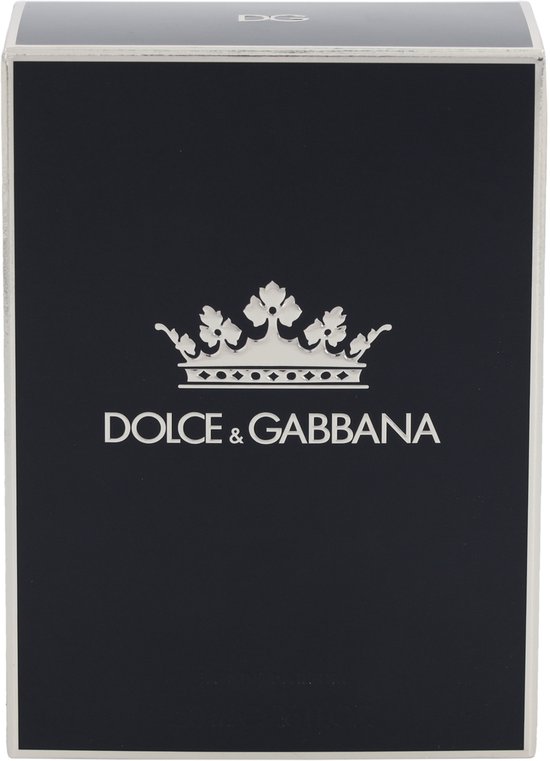 Zwarte doos van Dolce & Gabbana K Eau de Parfum met wit kroon logo.