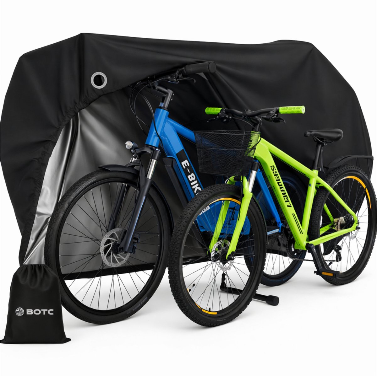 BOTC Fietshoes Universeel voor alle Fietsen - 200*85CM - Voor 1 fiets of 2 fietsen - Waterdicht Ultra Sterk Oxford - Incl. Opbergzak - Zwart