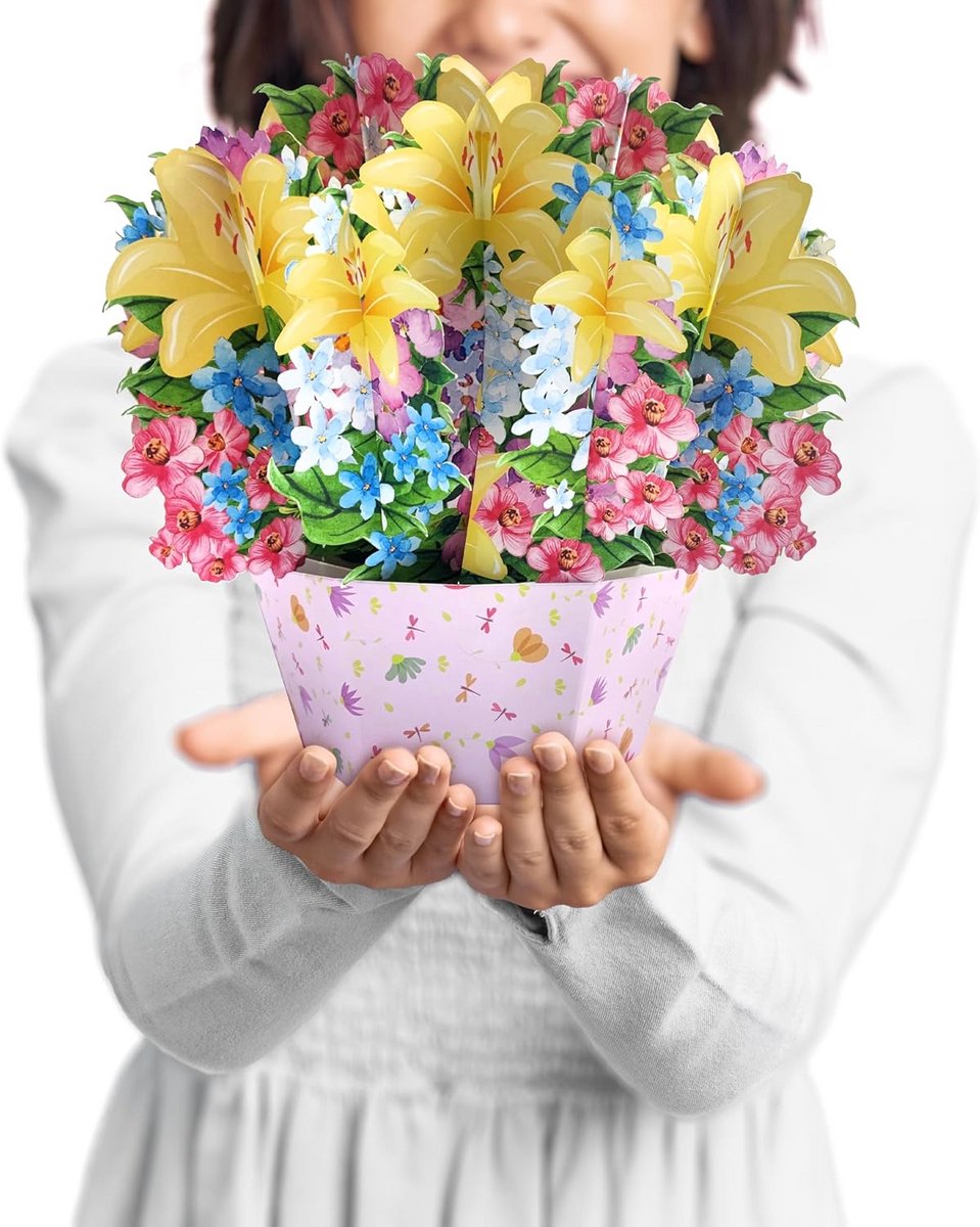 Lelie 3D Pop-Up Bloemenboeket Kaart - Cadeaukaart voor Moederdag en Verjaardagen