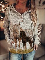 Hoodie merrie met veulen - paarden - vest - sweater - outdoortrui - trui - oversized - M