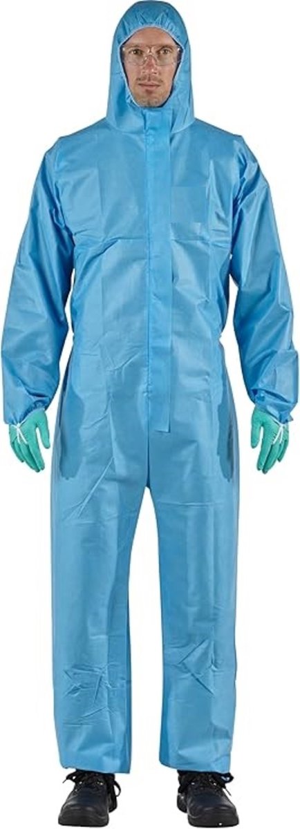 Famanu – Chemisch beschermpak blauw maat extra large – Ademend en duurzaam – Voor werkplaats en onderhoud