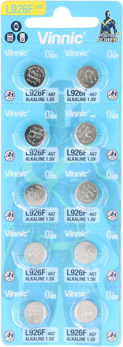 Alkaline Knopcel AG7 L926F LR57 - Blister Verpakking van 10 Stuks