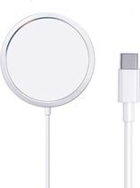 Magnetische Draadloze 15W Oplader geschikt voor MagSafe iPhone 17 / 16 / 15 / 14 / 13 / 12 Pro / Mini / Pro Max - Series - AirPods 3 / 2/ Pro - Apple Watch - USB C – 1M - Wit