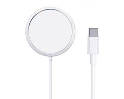 Magnetische Draadloze 15W Oplader geschikt voor MagSafe iPhone 17 / 16 / 15 / 14 / 13 / 12 Pro / Mini / Pro Max – Series – AirPods 3 / 2/ Pro – Apple Watch – USB C – 1M – Wit