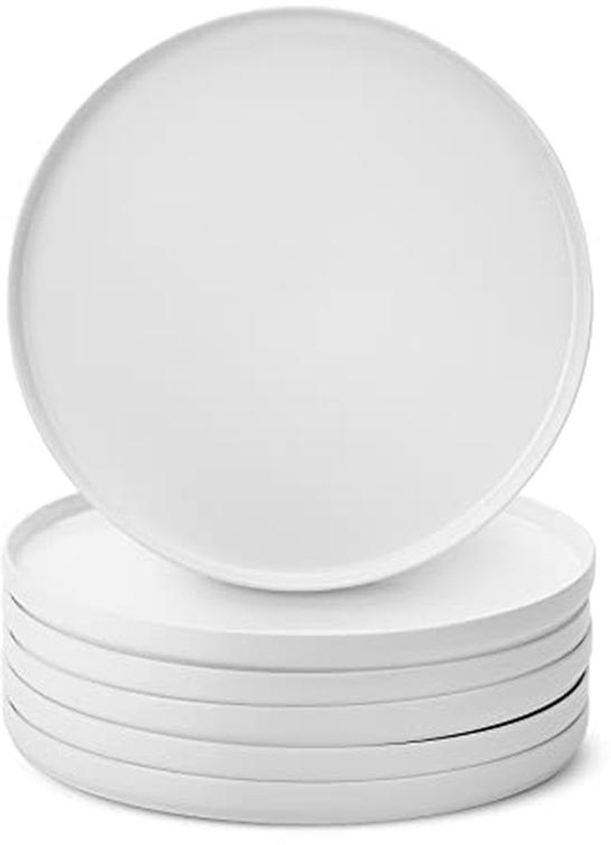 Set van 6 Porseleinen Dinerborden - 26,9 cm - Vaatwasmachinebestendig en Krasbestendig