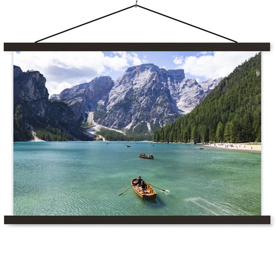 Porte-affiche avec affiche - Affiche scolaire - Dolomites - Bateau - Berg - 60x40 cm - Lattes noires