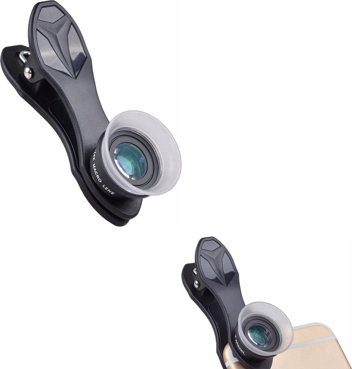 APEXEL - 4K Telefoon Lens - Super Macro (Microscoop Lens) 12x + 24X - 2 In 1 Clip-On kit - Zwart
