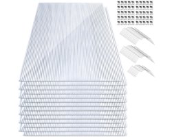 28x Polycarbonaat Platen - UV-Bestendig 60,5x121cm 20,5m² - Transparant - Polycarbonaat plaat - DIY - Broeikas plaat - UV-Bestendig - 4mm dik